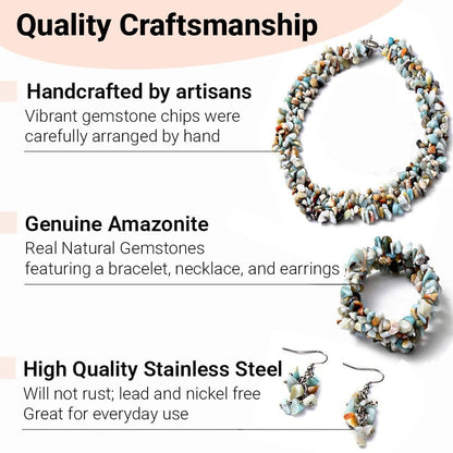 Shop LC Gemstone Chips Necklace, Bracelet & Earrings Set Jewelry for Women