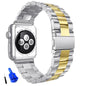 Seven Band Solid Stainless Steel for Apple Watch for Women | Compatible with Apple Watch Band 42mm/41mm/40mm/38mm, Metal Strap for Iwatch Series 11-1/SE 1-3 Women and Men, Gold Silver.