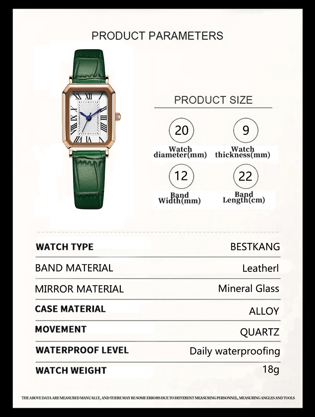 BESTKANG Leather Strap Watches for Women Elegant Dainty Ladies Watch Vintage Rectangle Women Quartz Wrist Watch