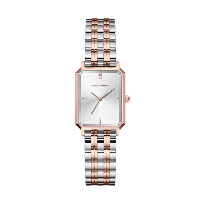 Roberto Marino RM1982 Women’s Luxury Watch Rectangular Gold – Japanese Quartz Movement, Vintage Stainless Steel Design, Silver Dial, Elegant Dress Timepiece, 3ATM Water Resistant – Reloj para Mujer