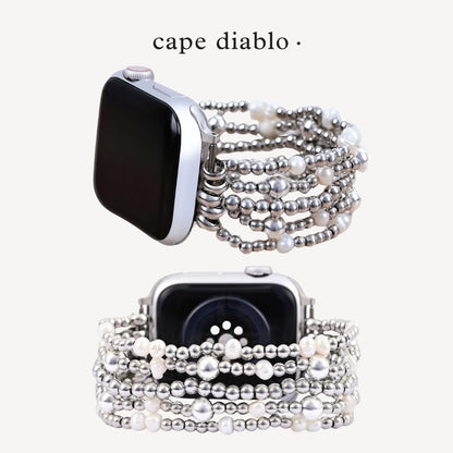 Cape Diablo Handmade Gemstone Watch Band for Women Compatible with Apple Watch 38mm 40mm 41mm 42mm 44mm 45mm, Boho Stretchable Strap Fits for iWatch Series 11/10/9/8/7/6/5/4/3/2/1 SE 3/2/1