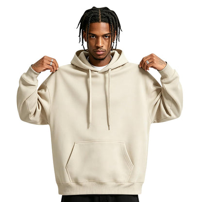 Men Hoodie Sweatshirt Pullover with Kangaroo Pocket Lightweight Casual Hooded Top Apparel for Spring Fall Wear