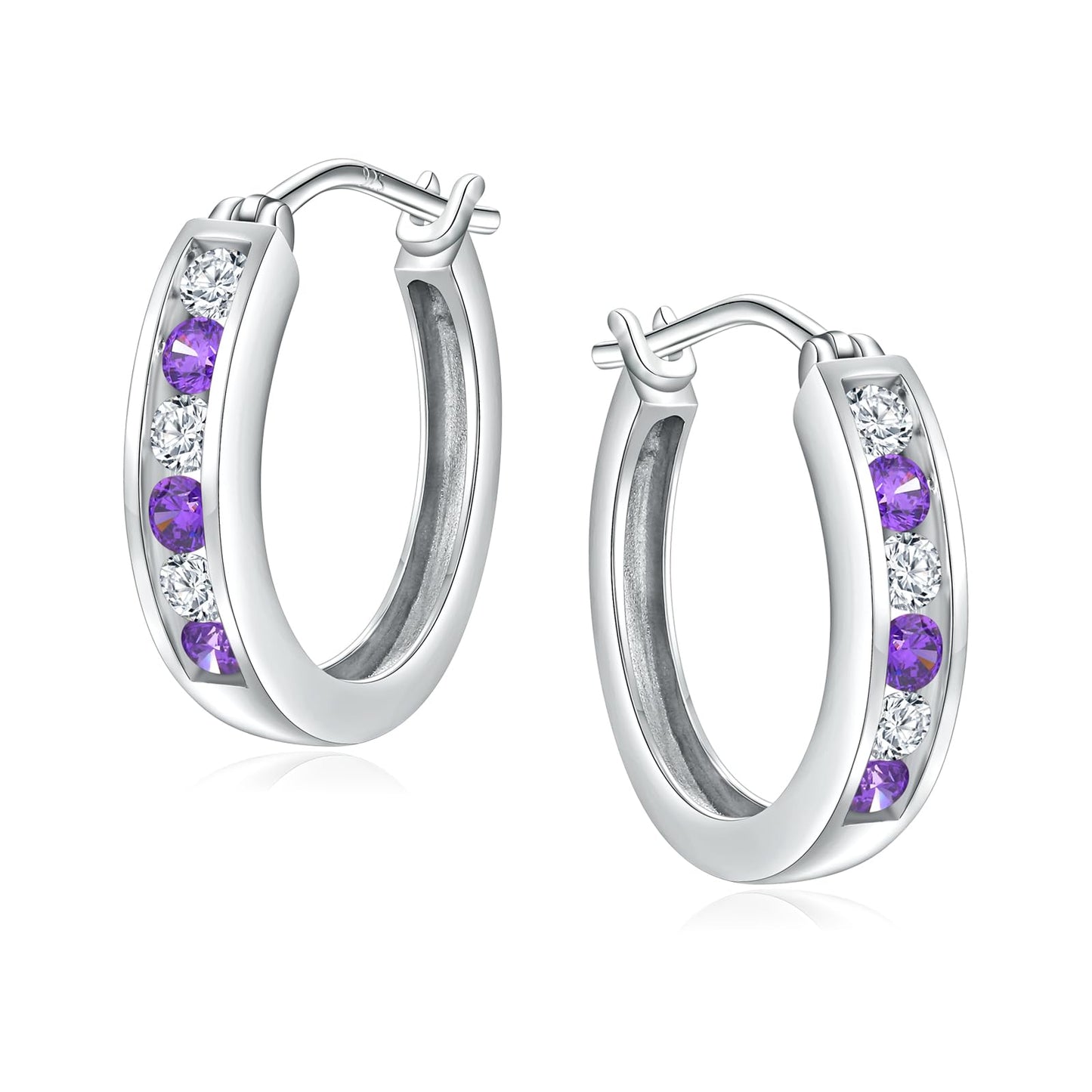 Channel Set Small Huggie Hoop Earrings Sterling Silver or 14K Gold Color,Lightweight Hypoallergenic CZ Diamond Chunky Hoop Earrings for Women