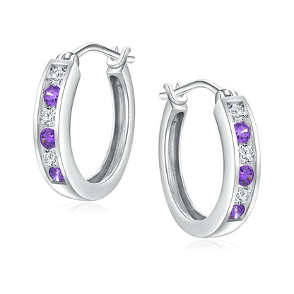 Channel Set Small Huggie Hoop Earrings Sterling Silver or 14K Gold Color,Lightweight Hypoallergenic CZ Diamond Chunky Hoop Earrings for Women