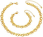 Gold Chunky Chain Necklace Bracelet Set for Women, Thick Link Chain Jewelry Set, Layered Statement Necklace, Adjustable Bracelet, Trendy Minimalist Fashion Accessories Gift