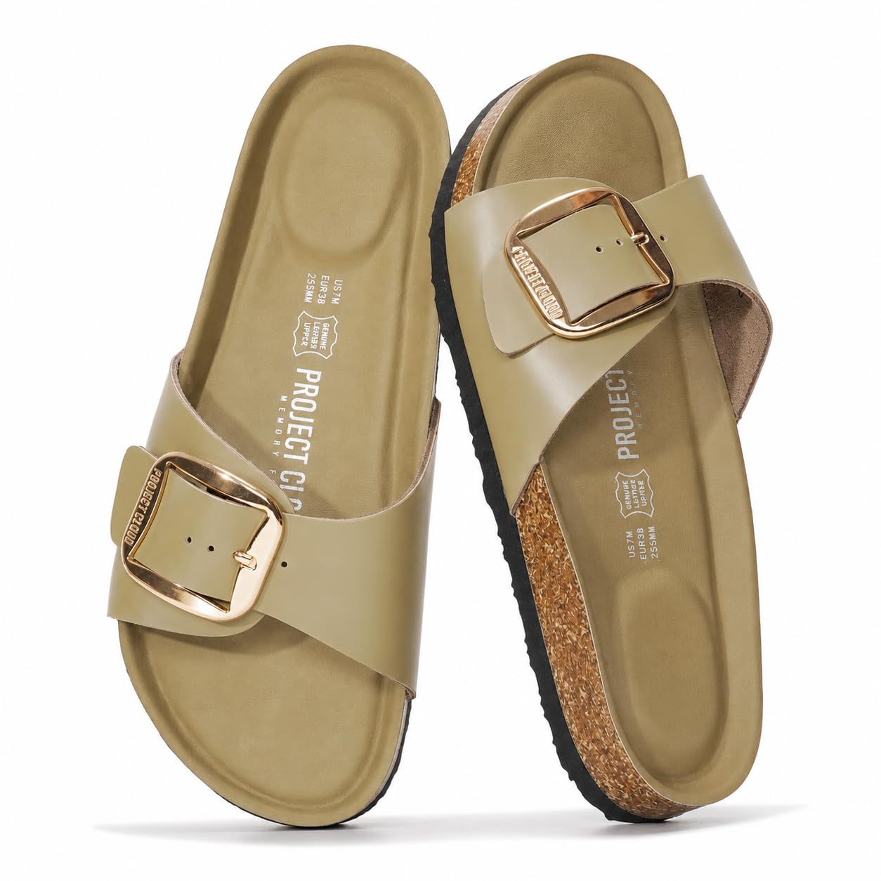 Project Cloud 100% Genuine Leather Sandals Women Dressy Beach Essentials Slides for Women Footwear - Lightweight with Memory Foam Insole Sandals for Women 2026 - Womens Slides
