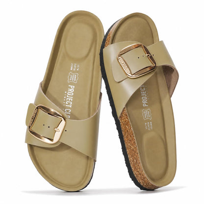 Project Cloud 100% Genuine Leather Sandals Women Dressy Beach Essentials Slides for Women Footwear - Lightweight with Memory Foam Insole Sandals for Women 2026 - Womens Slides
