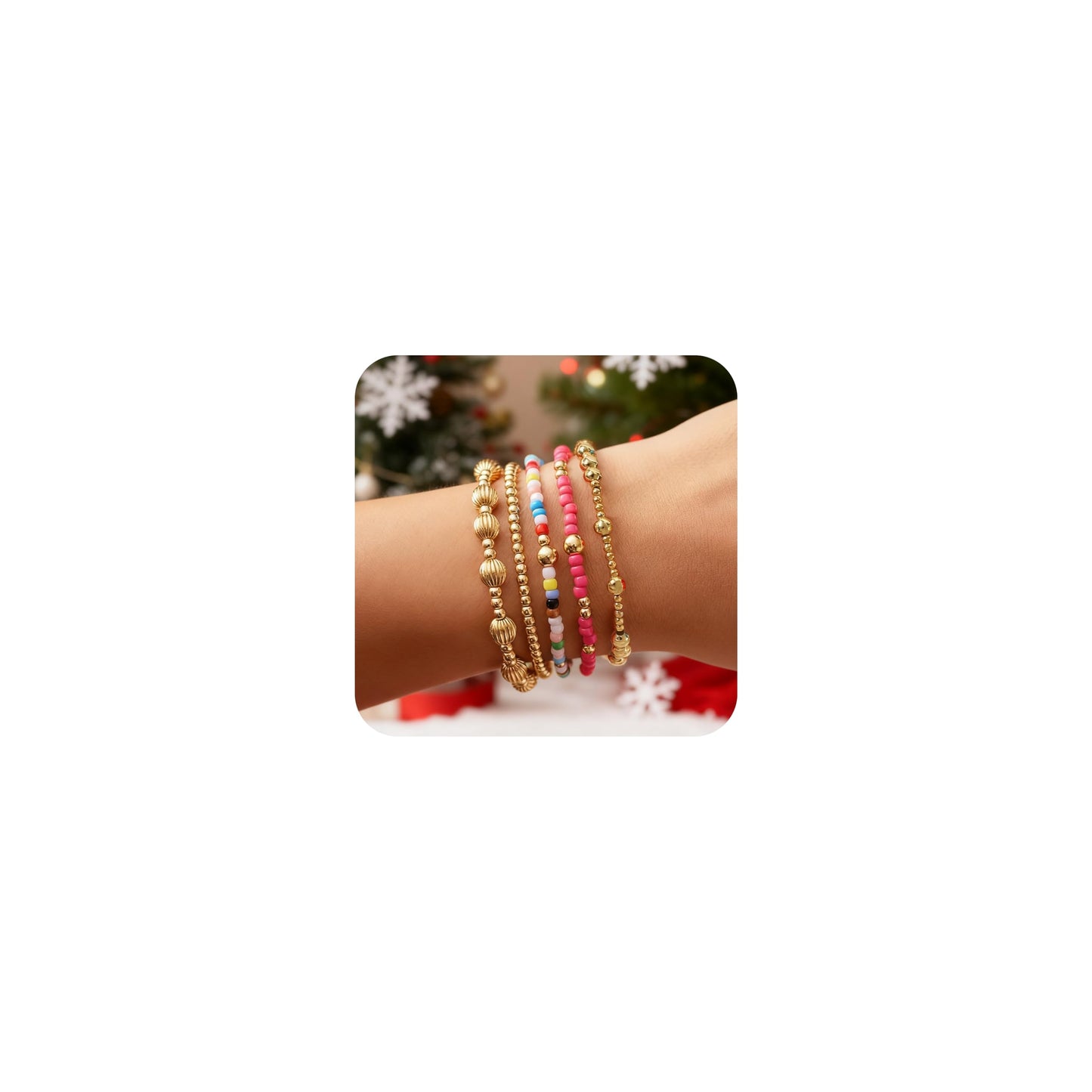 14K Gold Plated Pearl Beaded Cross Bracelets Stack Set for Women,Stretch Boho Colorful Christian Beads Ball Jewelry Friendship Summer Trendy Gift