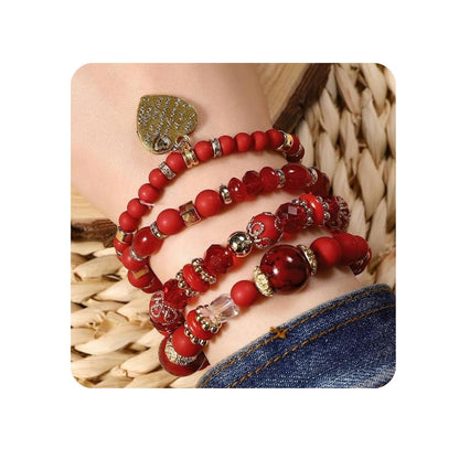 Women Beaded Bracelet Set | Colorful Boho Stackable Trendy Design with Crystal Accents Multilayer Bangle Bracelet | Fashion Stretch Braclets Jewelry for Women