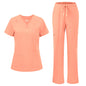 floralhue Scrubs for Women, V-Neck Straight Leg Pants with 12 Pockets | Slit Hem Cargo Pant Storage, Yoga Waistband, Water Resistance, For Nurses, Clinics, Long Shifts, Daily Medical Uniforms