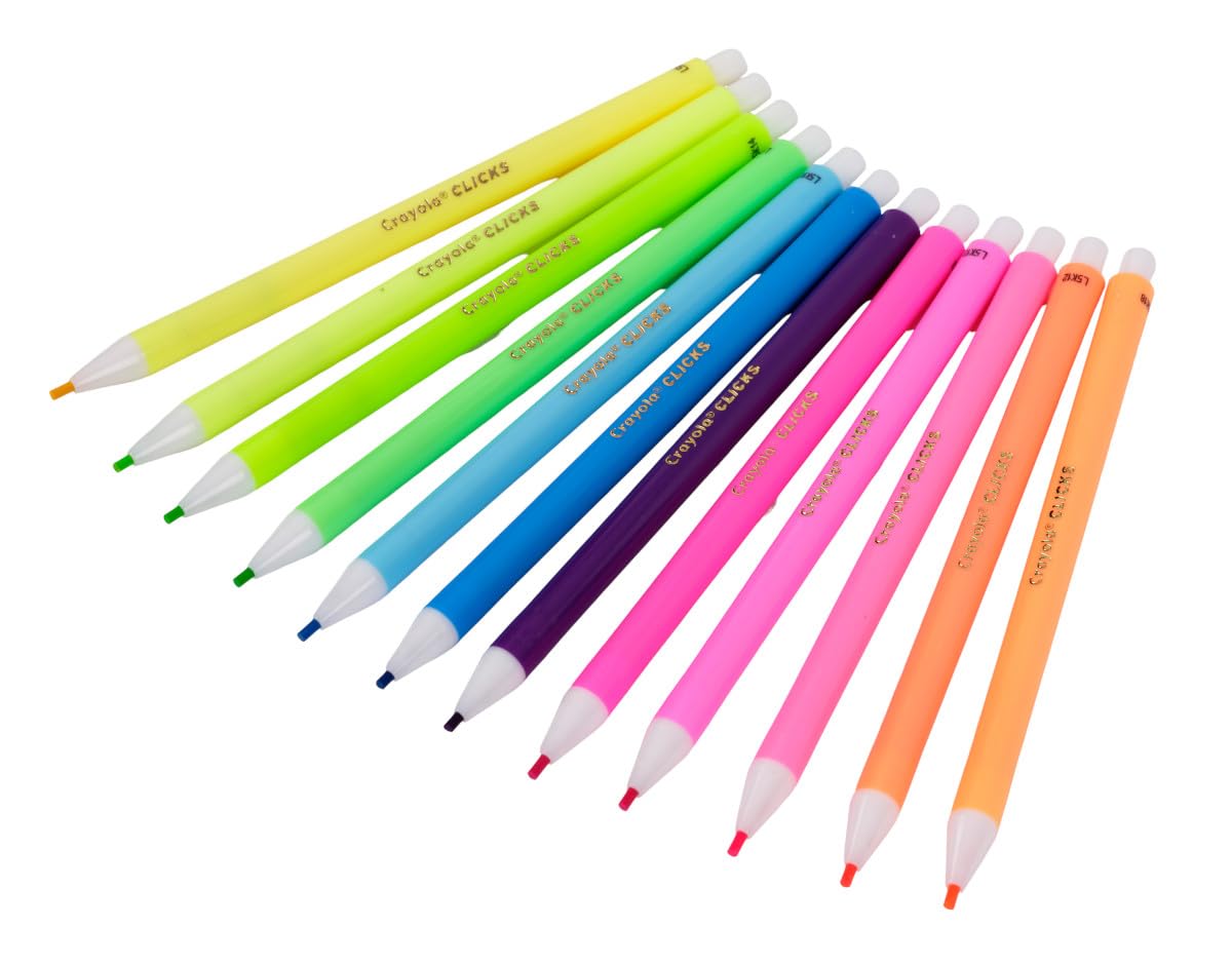 Crayola Clicks Retractable Tip Markers (10ct), Washable Cone Tip Art Marker Set, Cute Aesthetic School Supplies, Classroom Must Haves, Ages 3+