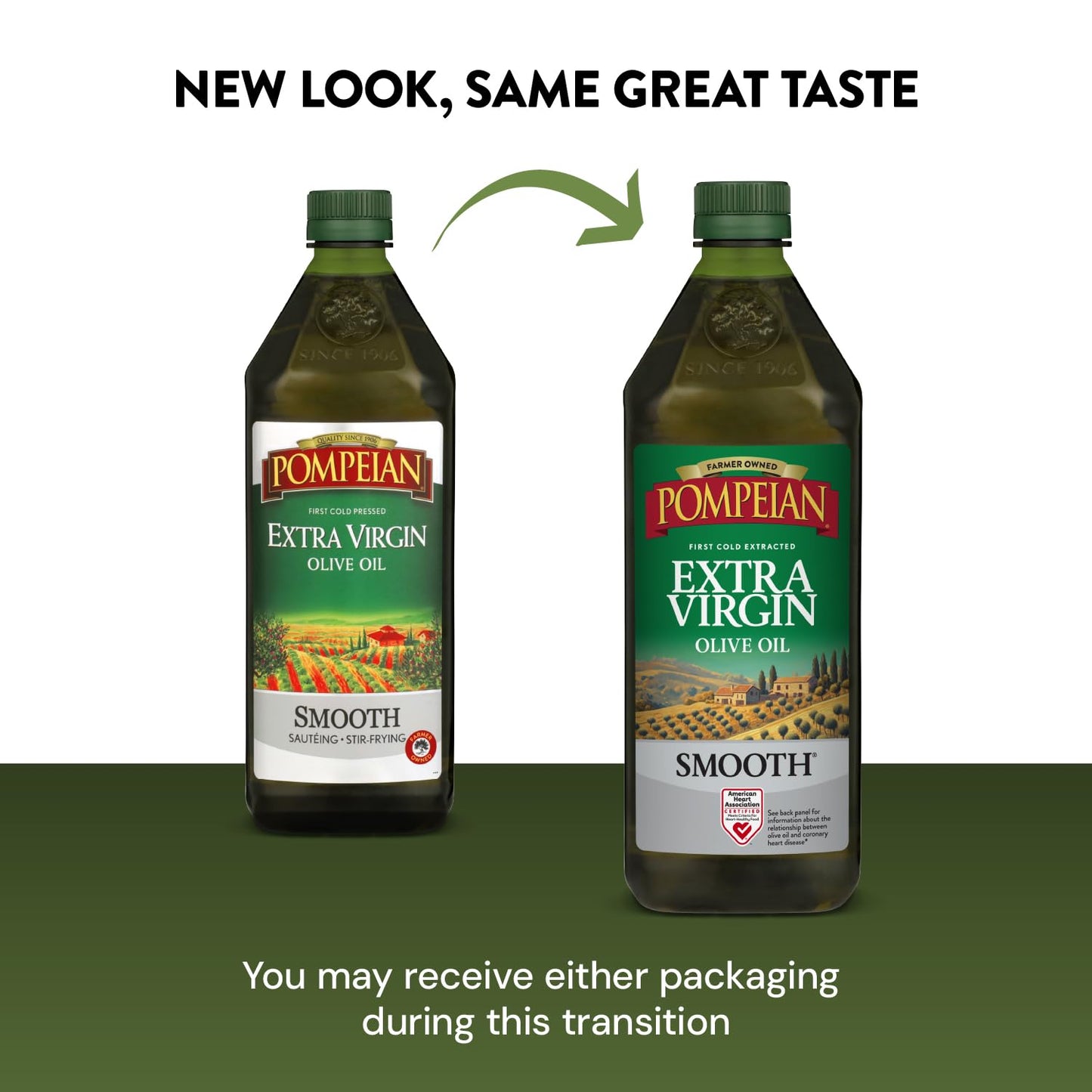 Pompeian Smooth Extra Virgin Olive Oil - 68 fl oz (2 L) First Cold Pressed Olive Oil for Cooking - Smooth Taste for Sauteing, Stir-Frying, and Baking - Value Size