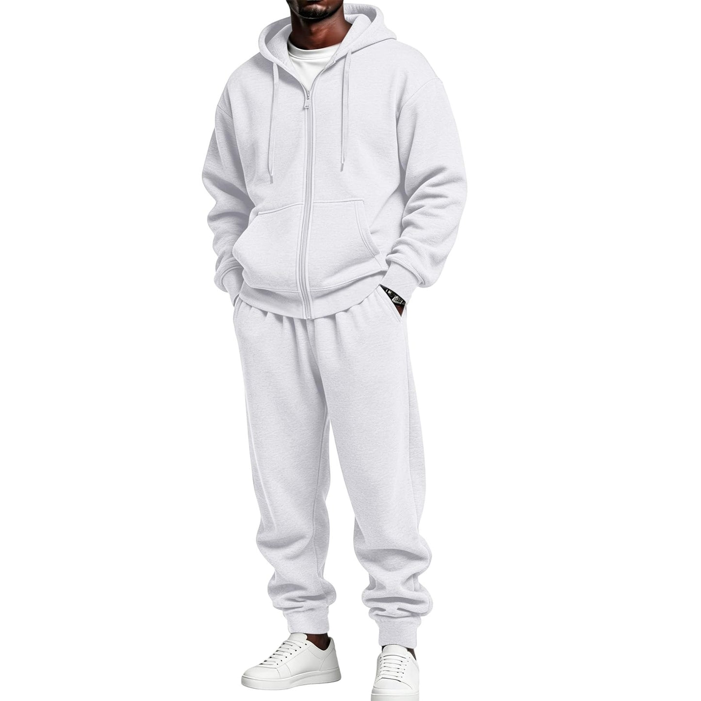 Jogger Sweatpants Matching Outfit For Men 2 Piece Sweat Suits Full Zip Up Hooded Tracksuit Soft Fleece Set