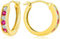 14K Gold Plated/925 Sterling Silver Birthstone Hoop Earrings for Women | 18mm Created Gemstone Hoops,Hypoallergenic and Lightweight,Birthday Mother's Day Jewelry(with Gift Box)