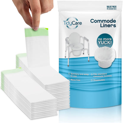TidyCare Bedside Commode Liners for Portable Toilet Chair Bucket and Bedpan | Value Pack of 96 Disposable Waste Bags for Adults in Medical Care | Universal Fit Portable Toilet Liners