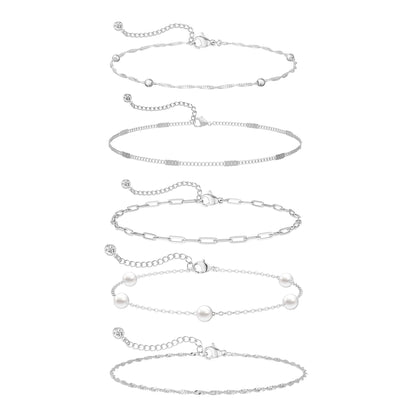 Dainty Simple Gold Bracelets for Women, Stackable Satellite Paperclip Lip Bracelet Set Tiny Lip Dot Chain Box Link for Handmade Gift Minimalist Cute Trendy Jewelry Gold Accessories for Women