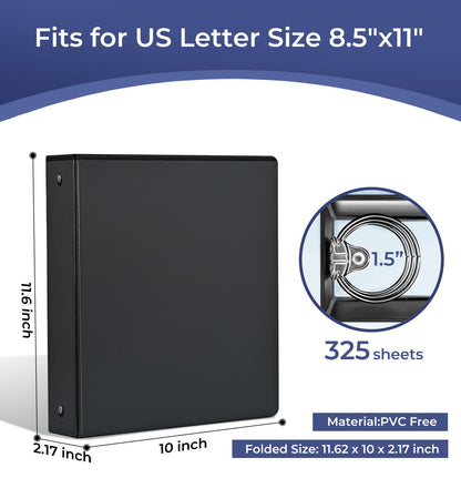 1.5-Inch 3-Ring Binder with Pockets, 1-1/2’’ Premium View Binders with Three Ring Binders Holds up to 325 Sheets US Letter Size, Bulk Pack of 6, Perfect for Home, Office, and School (1.5-inch) White