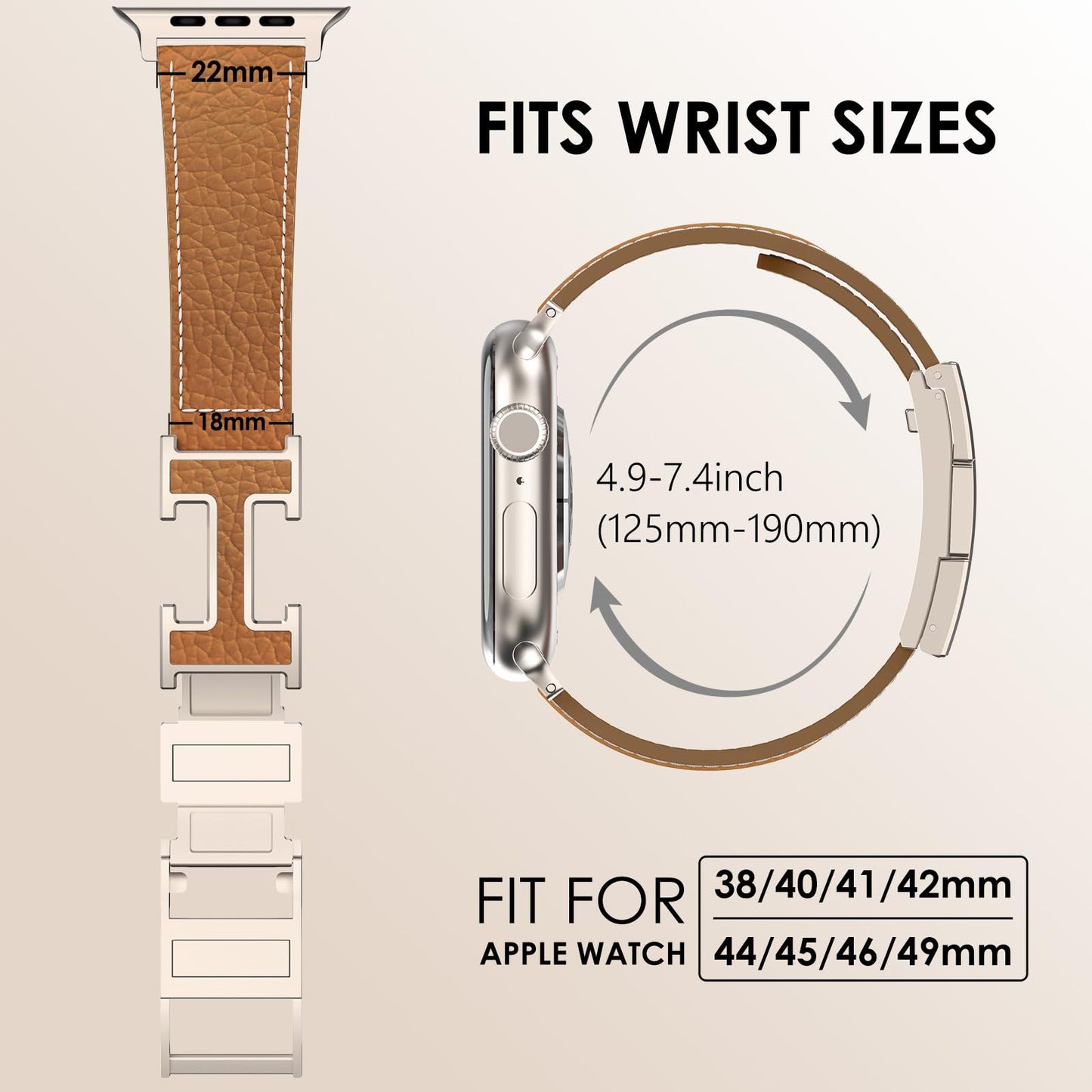 Leather Magnetic Watch Band Compatible with Apple Watch Ultra Band 49mm 46mm 45mm 44mm 42mm 41mm 40mm 38mm Replacement Strap for Women Men iWatch Ultra 3/2/1/SE3/Series 11/10/9/8/7/6/5/4/3/2/1