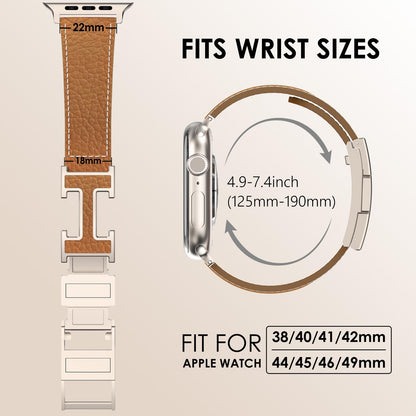 Leather Magnetic Watch Band Compatible with Apple Watch Ultra Band 49mm 46mm 45mm 44mm 42mm 41mm 40mm 38mm Replacement Strap for Women Men iWatch Ultra 3/2/1/SE3/Series 11/10/9/8/7/6/5/4/3/2/1