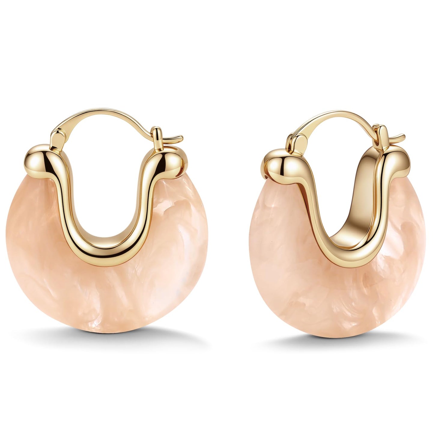 Chunky Gold Resin Hoop Earrings Leverback Statement Huggie Hoops Dangle Drop Dressy Earring Prom Festival Vacation Jewelry for Women
