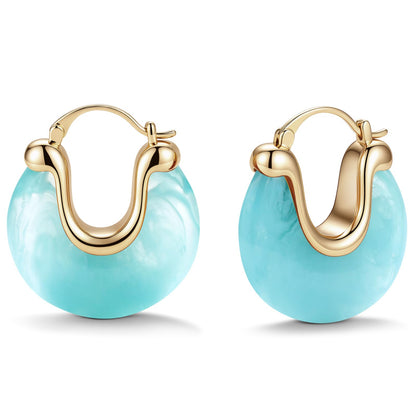 Chunky Gold Resin Hoop Earrings Leverback Statement Huggie Hoops Dangle Drop Dressy Earring Prom Festival Vacation Jewelry for Women