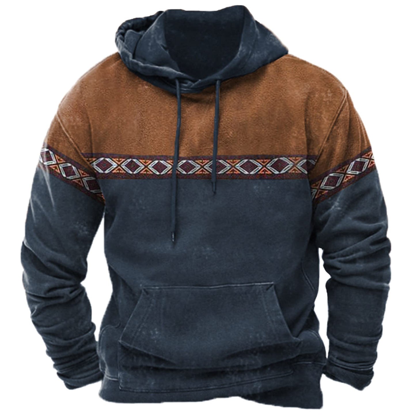 Men's Hooded Sweatshirt American Flag Print Long Sleeve Pullover Sweatshirt Vintage Tribal Aztec Graphic Hoodie Tops