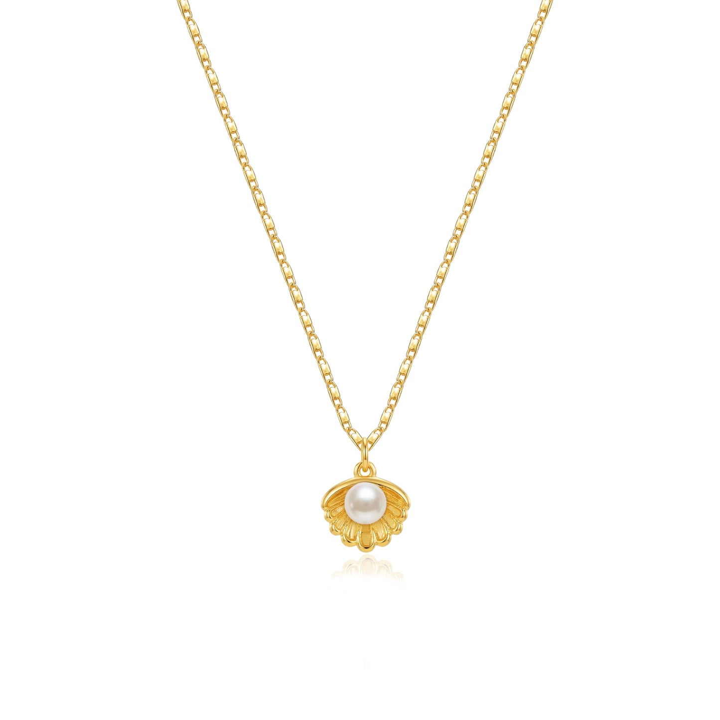 Zeffy Shell Necklace for Women,14K Gold Plated Layered Starfish Conch SeaShell Pearl Pendant Charm Necklace Stack Waterproof Dainty Beach Jewelry for Summer Vacation