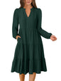 ANRABESS Womens V Neck Long Sleeve Midi Dress | Swing Flowy Tiered with Pockets, Soft Fabric, Boho Beach Vacation Dresses, Loose Fit Casual, Fall Winter Transition Clothes