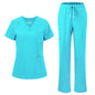 floralhue Scrubs for Women, V-Neck Straight Leg Pants with 12 Pockets | Slit Hem Cargo Pant Storage, Yoga Waistband, Water Resistance, For Nurses, Clinics, Long Shifts, Daily Medical Uniforms