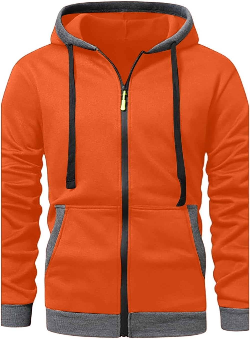 JOAU Men Casual Heavyweight Zip Long Sleeve Hooded Sweatshirt with Pockets | Fall Winter Thickened Warm Fashion Tops for Baggy Sweat Running Trendy Comfy Outdoor Travel Vacation Wear