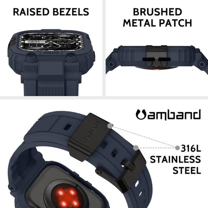 amBand Bands Compatible with Apple Watch 9/8/7 45mm, M1 Sport Series Rugged Case Protective Cover for iWatch 6/SE (3/2/1)/5/4/3 44mm Men Green