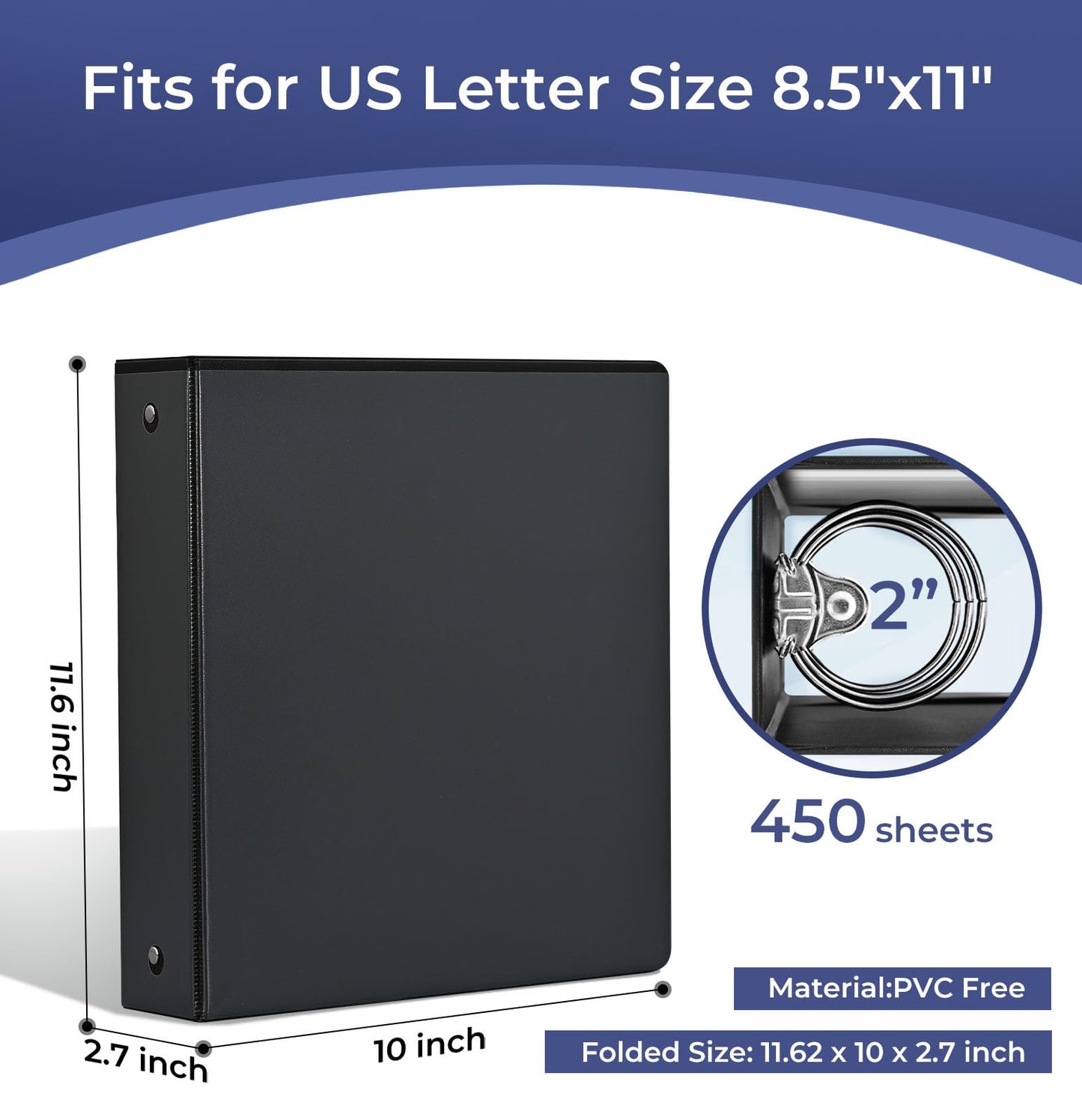 1.5-Inch 3-Ring Binder with Pockets, 1-1/2’’ Premium View Binders with Three Ring Binders Holds up to 325 Sheets US Letter Size, Bulk Pack of 6, Perfect for Home, Office, and School (1.5-inch) White