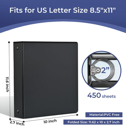 1.5-Inch 3-Ring Binder with Pockets, 1-1/2’’ Premium View Binders with Three Ring Binders Holds up to 325 Sheets US Letter Size, Bulk Pack of 6, Perfect for Home, Office, and School (1.5-inch) White