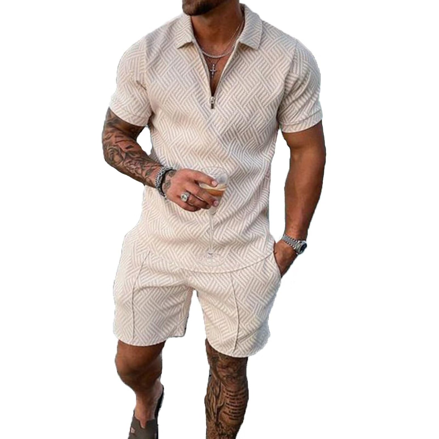 Mens Short Sets 2 Piece Outfits Polo Shirt Fashion Summer Tracksuits Casual Set Short Sleeve and Shorts Set for Men