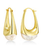 SNGIA Long Oval Chunky Dangle 18K Gold Plated Hoops with Colored Resin Gemstone Statement Earrings for Women, (Green, Brown, Light blue, Dark Blue), Bold Drop Handmade Exaggerated Irregular Trendy Bohemian Jewelry Gifts, Unique Dangling Teardrop Baroque S