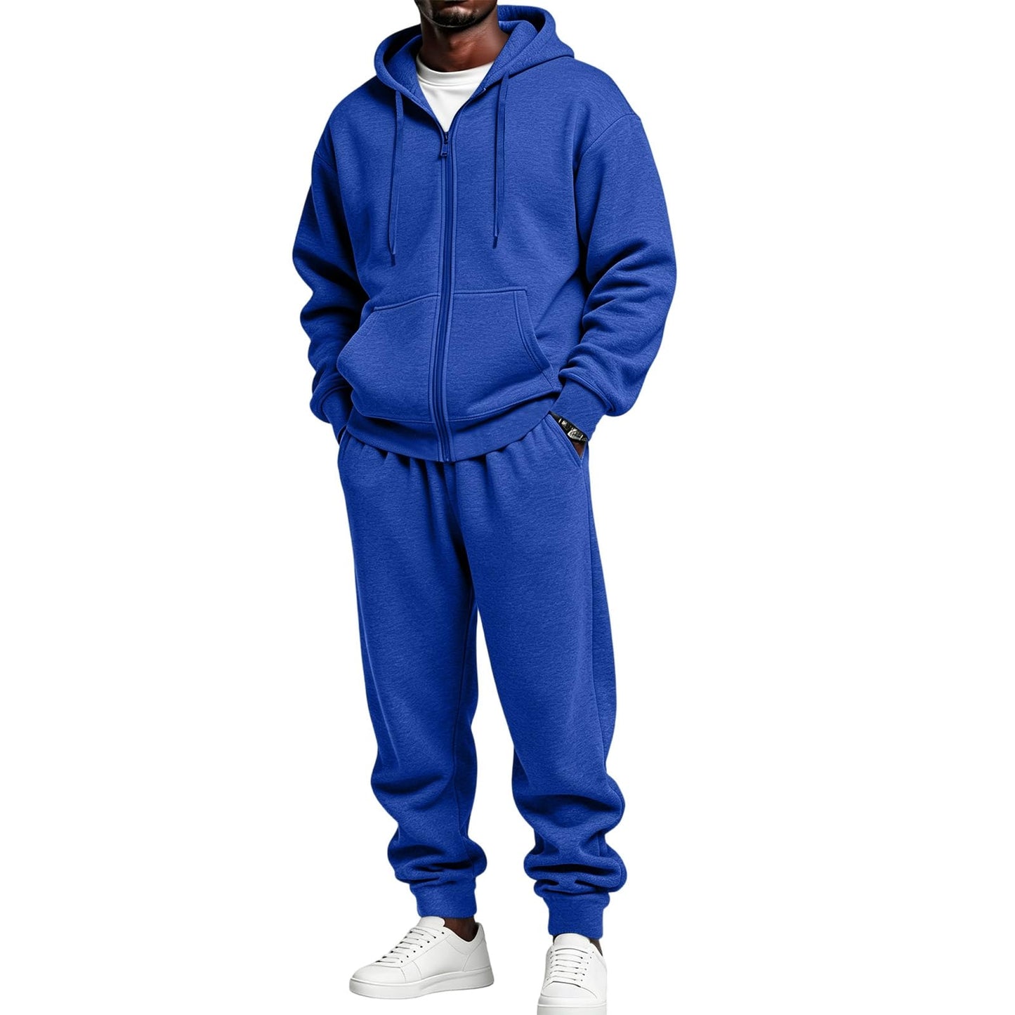 Jogger Sweatpants Matching Outfit For Men 2 Piece Sweat Suits Full Zip Up Hooded Tracksuit Soft Fleece Set