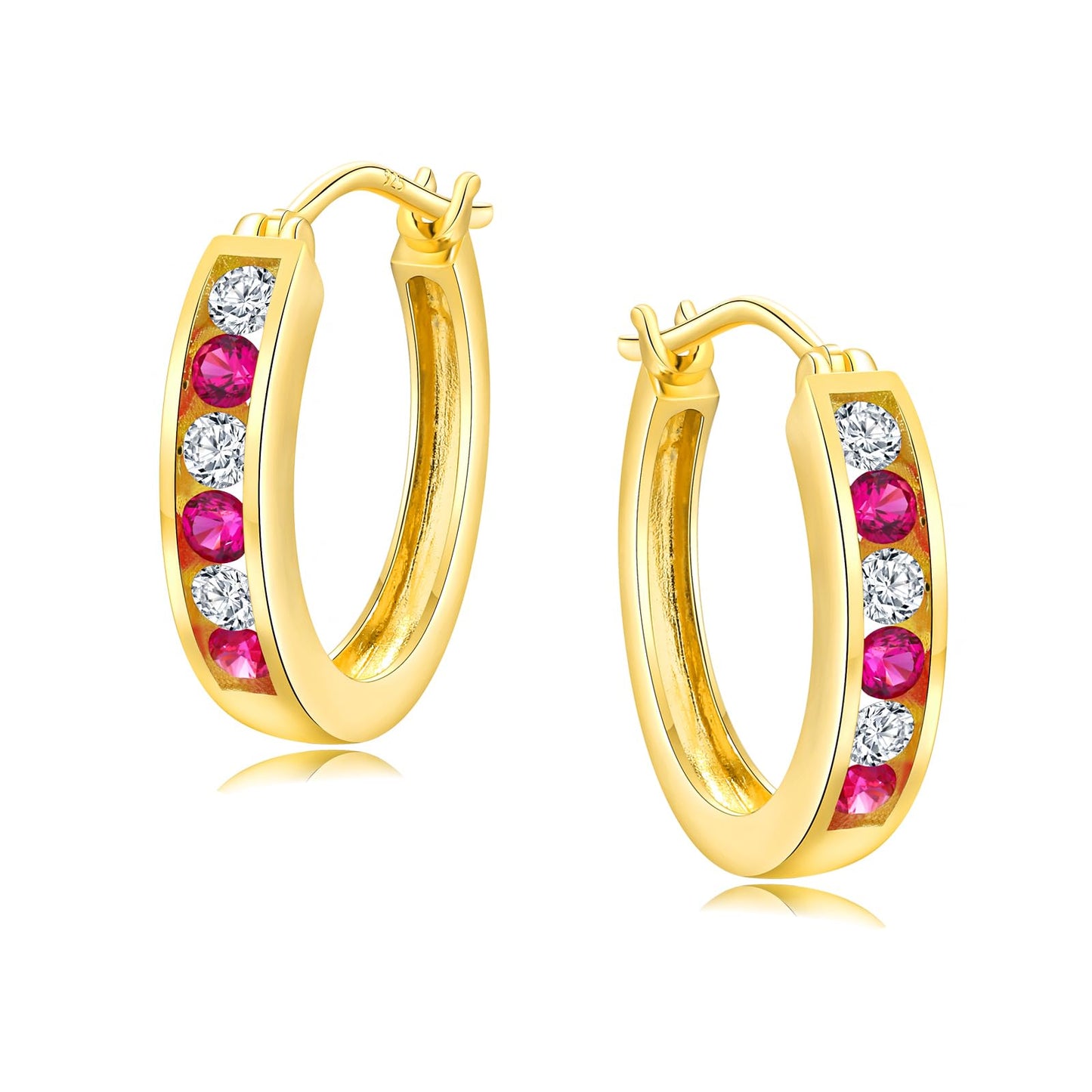 Channel Set Small Huggie Hoop Earrings Sterling Silver or 14K Gold Color,Lightweight Hypoallergenic CZ Diamond Chunky Hoop Earrings for Women