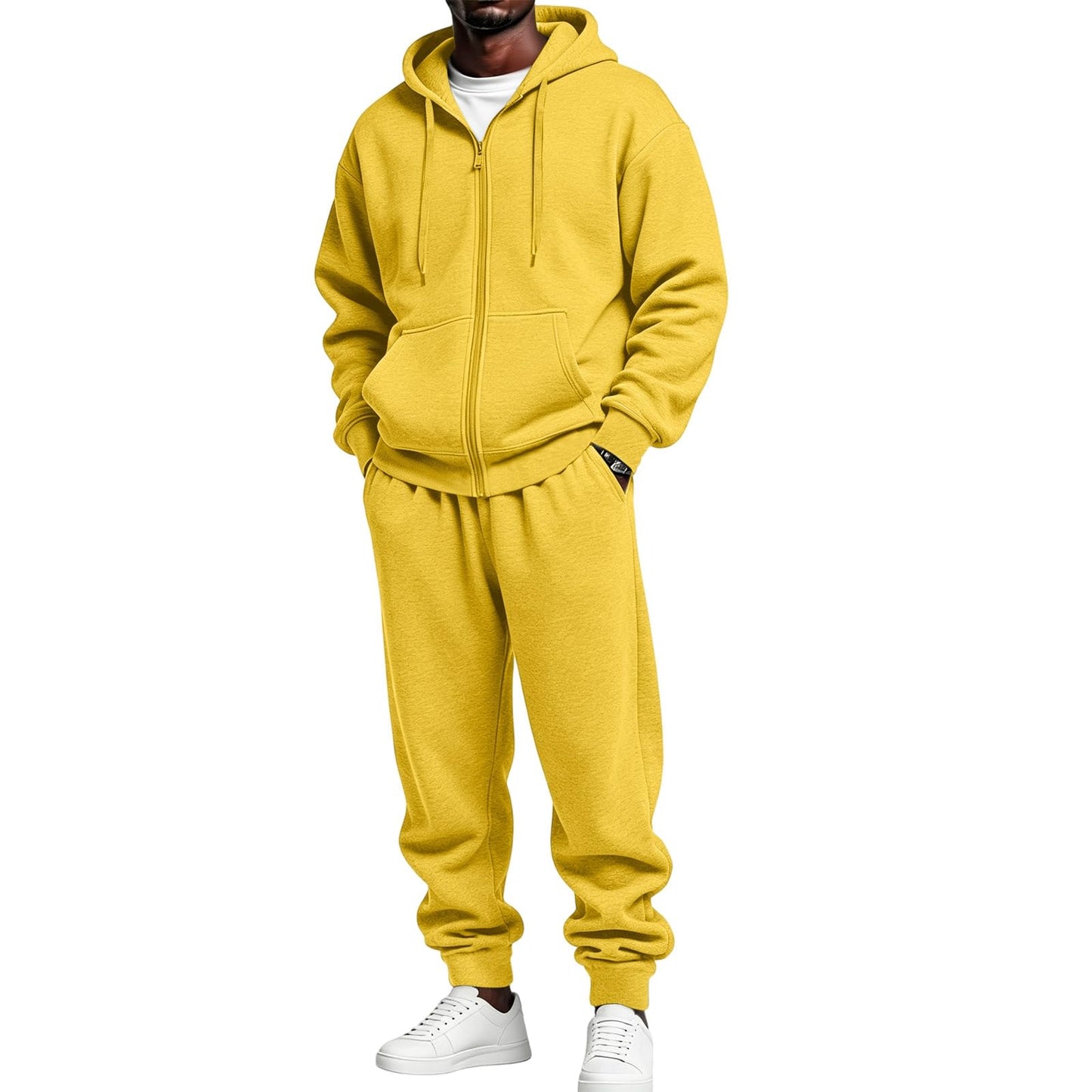 Jogger Sweatpants Matching Outfit For Men 2 Piece Sweat Suits Full Zip Up Hooded Tracksuit Soft Fleece Set