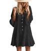 Opemiby Summer Dresses for Women 2026 Flowy Ruffle 3/4 Sleeve V Neck Tiered Casual Babydoll Boho Beach Mini Dress