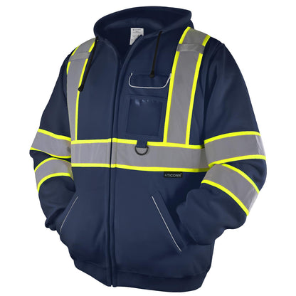 TICONN Safety Hoodie Jacket, High Vis Reflective Safety Fleece Hoodie, PPE Gear for Cold Weather Meet ANSI III