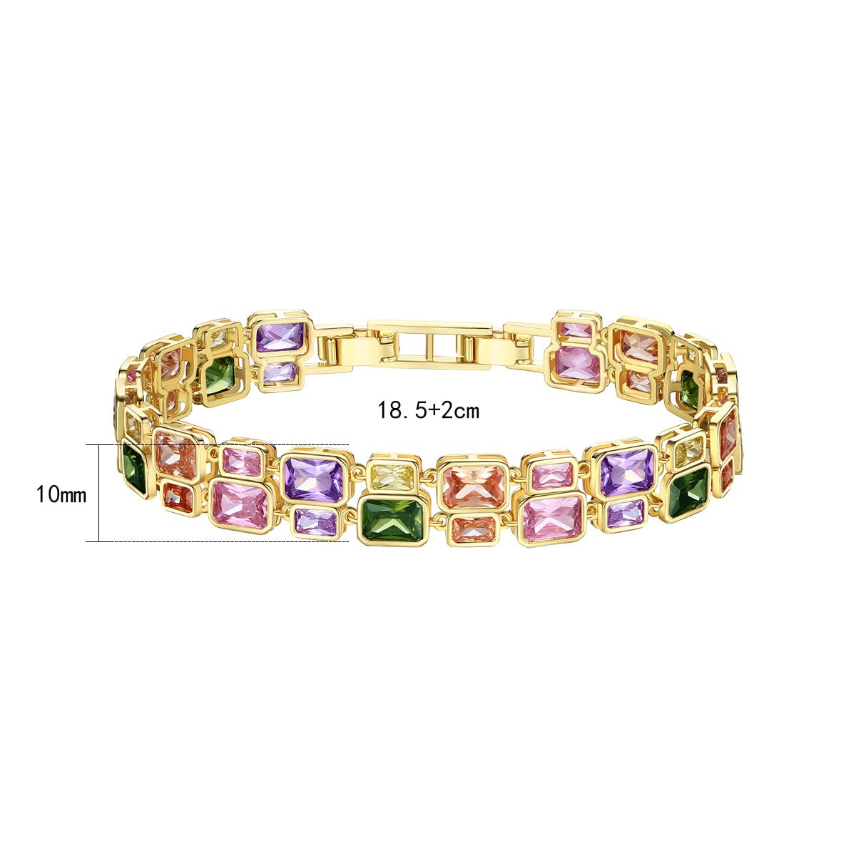 14K Gold Multi-Color Double Layer Moissanite Bracelet, Women's Luxurious Style, Unique Fashion Accessory
