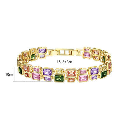 14K Gold Multi-Color Double Layer Moissanite Bracelet, Women's Luxurious Style, Unique Fashion Accessory