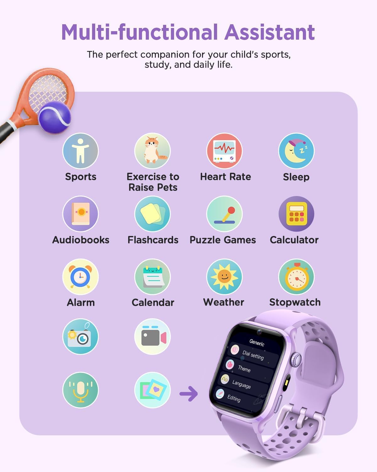 RUXINGX Kids Smart Watch No APP, 1.52" Smart Watch for Kids with Camera,Puzzle Games,Heart Rate, Sleep Monitor,Music Player,Pedometer,Fitness Trackers Smartwatch for Girls Boys Teens 3-12(Blue)