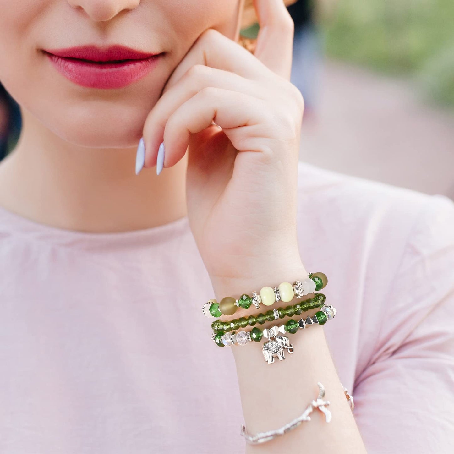 Bohemian Bracelet Sets for Women - 6 Sets Stackable Stretch Bracelets Multi-color Boho Jewelry for Women Hippie Bracelets Dainty Jewelry