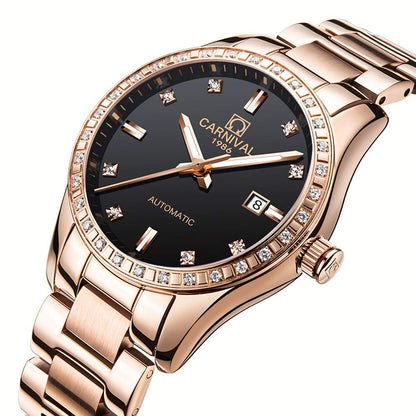 LOREO Women's Automatic Watch Diamond-Accented Dress Watch for Women Self-Winding Mechanical Watch with Sapphire Crystal Stainless Steel Two-Tone Bracelet 33MM Elegant Wrist Watch