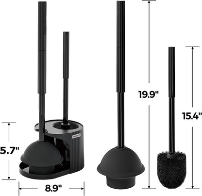 FORASTO 2 in 1 Toilet Plunger and Brush Set，Extended Handle Plunger，Toilet Bowl Brush Plunger Set, Bathroom Cleaning Tools ，Toilet Brush Plunger Combo，Cleaning Brush，Bathroom Cleaning Supplies