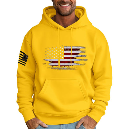 Ymosrh Mens Patriotic Hoodies USA Flag Print Hooded Sweatshirt Pullover Casual Fashion Hoodie, M-6XL