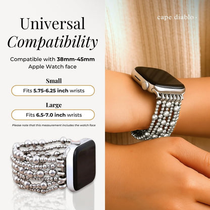 Cape Diablo Handmade Gemstone Watch Band for Women Compatible with Apple Watch 38mm 40mm 41mm 42mm 44mm 45mm, Boho Stretchable Strap Fits for iWatch Series 11/10/9/8/7/6/5/4/3/2/1 SE 3/2/1