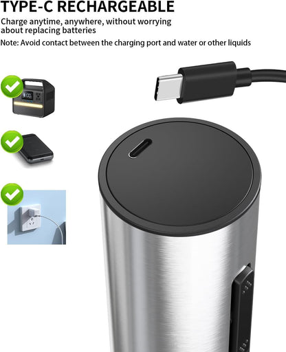 CIRCLE JOY Electric Wine Opener Rechargeable 5-in-1 Stainless Steel Wine Gift Set with Foil Cutter, Wine Aerator Pourer, Wine Drip Ring & Vacuum Stopper, Ideal Gifts for Wine Lovers, Silver
