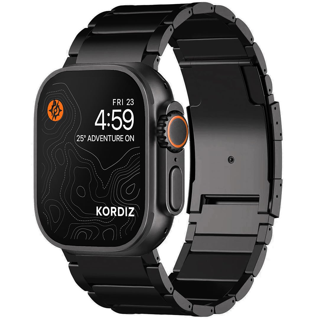 KORDIZ Titanium Watch Band T01 Max - Fits Apple Watch ULTRA 3 & ULTRA 2/1 (49mm) - Adjustable Titanium Apple Watch Band with Secure Clasp - Premium Color Matching Band (T01 Max | ULTRA Silver)